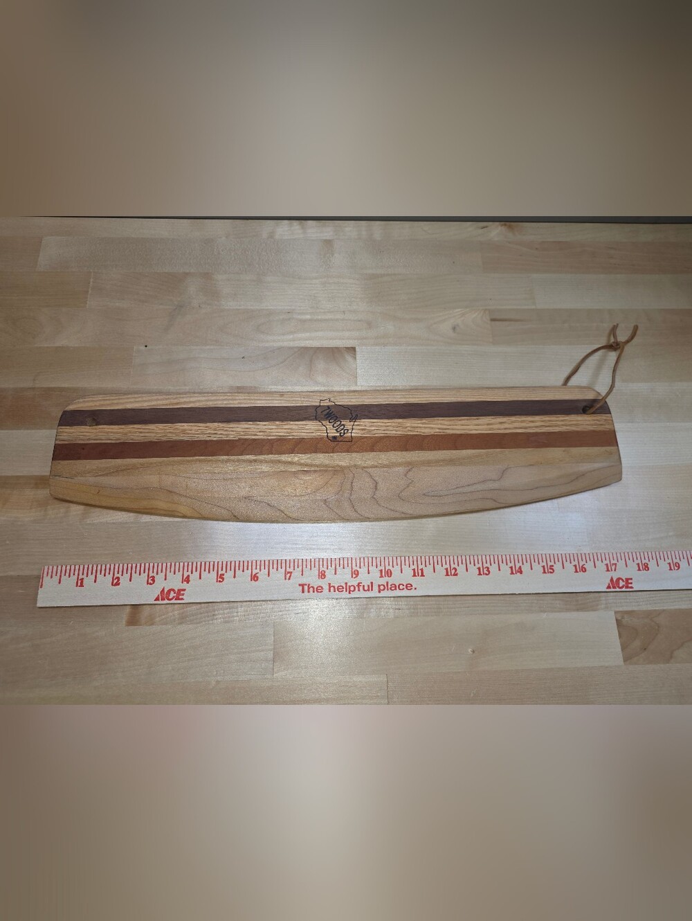 Two Woods Wisconsin Striped Wood Pizza Cutter